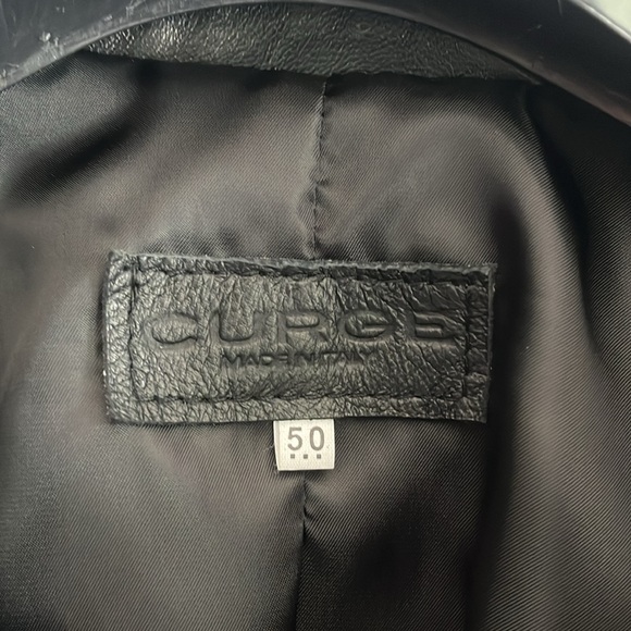 Italian Black Leather Zip Up Jacket Made by CURGÈ size‎ Women’s XL EU 50 NWT W2 - Picture 4 of 8